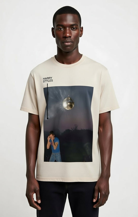 T-shirt 100% Coton Vintage Délavé, Imprimé Lettres 'Kiss All The Time Disco Occasionally', Mode Homme, Coupe Oversize, Effet Délavé à l'Acide