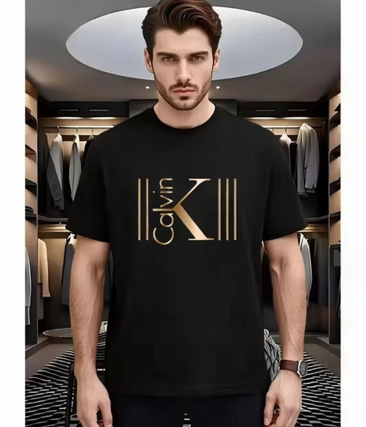 T-Shirt de Sport respirant pour hommes, en coton imprimé graphique Calvin, léger, décontracté, col rond, manches courtes, mode été printemps