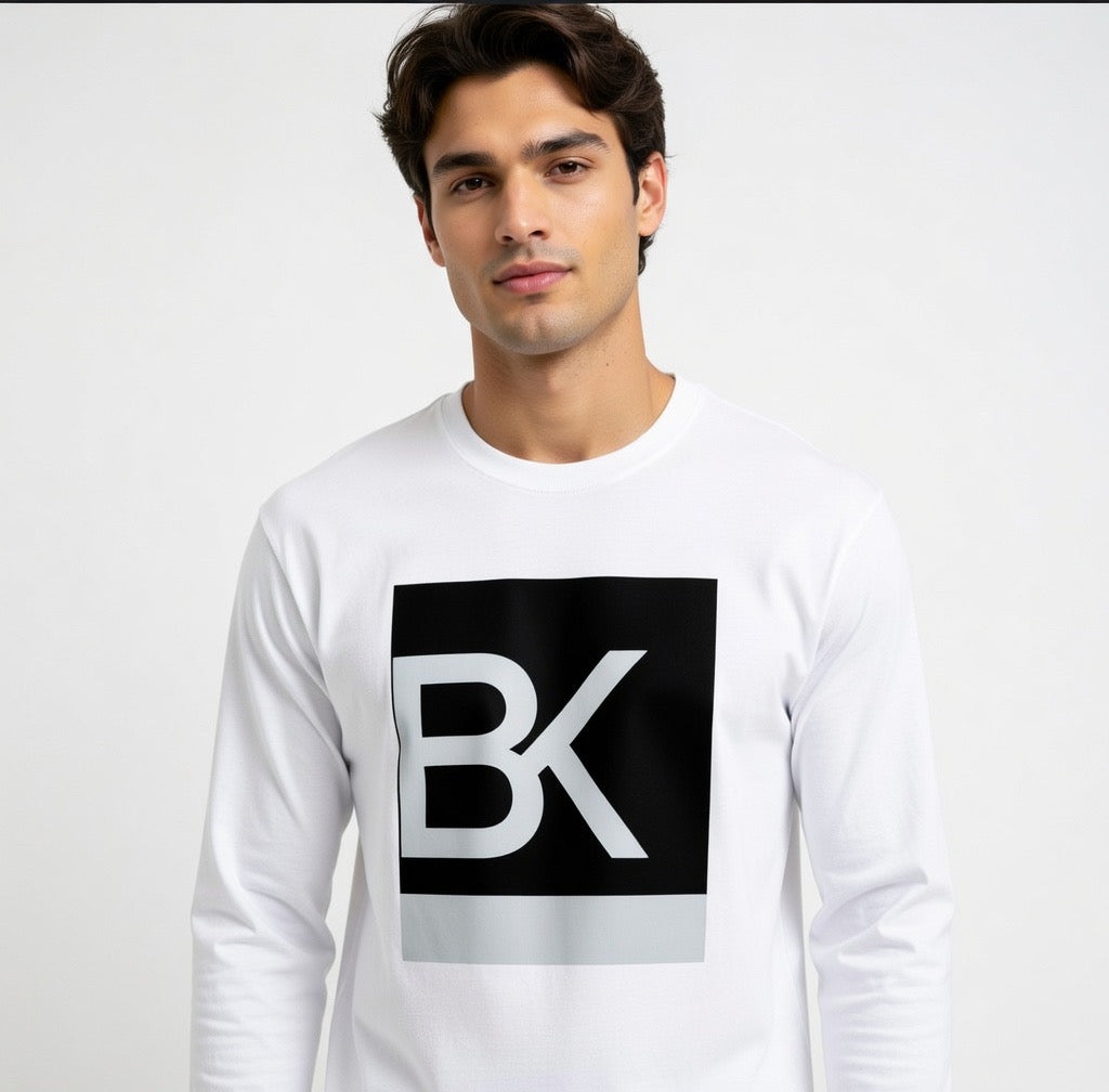 T-Shirt Manches Longues BK Logo — Streetwear Graphique Noir Homme & Femme