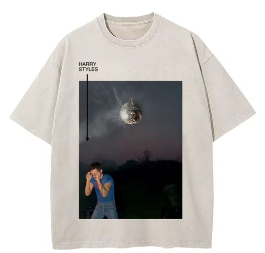 T-shirt 100% Coton Vintage Délavé, Imprimé Lettres 'Kiss All The Time Disco Occasionally', Mode Homme, Coupe Oversize, Effet Délavé à l'Acide