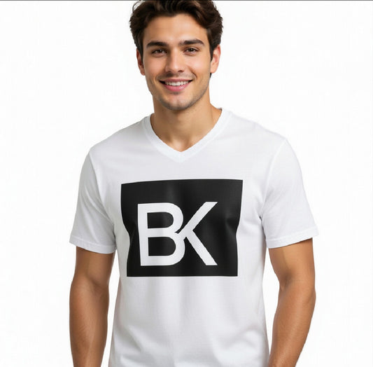 T-Shirt BK Logo Col V — Streetwear Minimaliste Homme & Femme